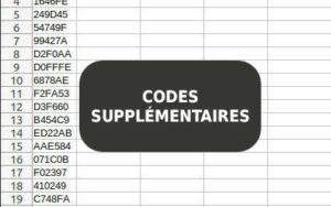Codezik Liste supplémentaire de codes